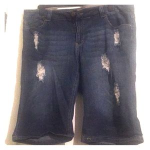 F21 Destructed Bermuda Shorts
